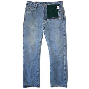 Wrangler Fleece Lined Jeans Mens 36x32 Medium Wash Blue‎ Straight Leg Western